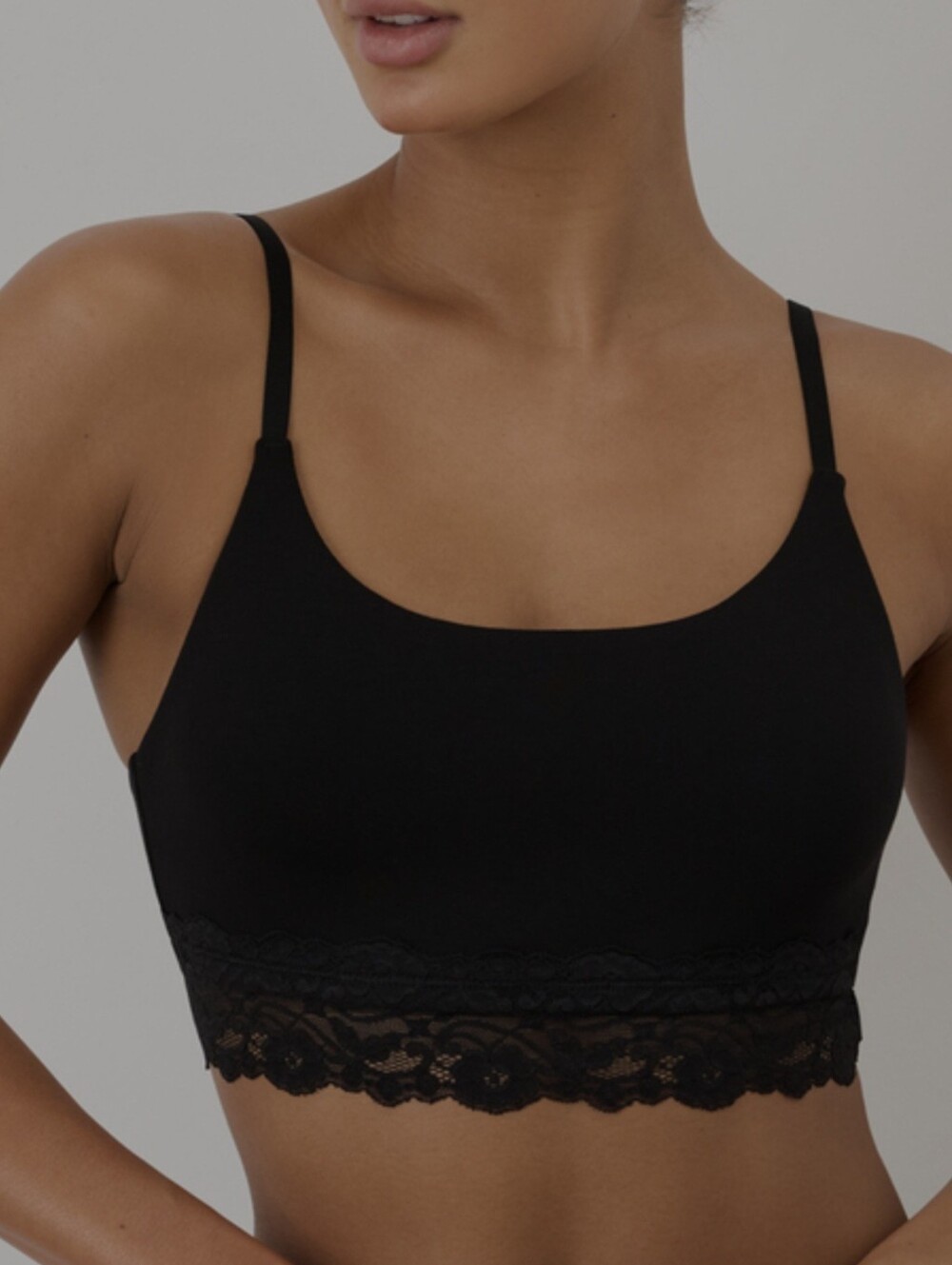 Pact Black Lace-Trim Bralette